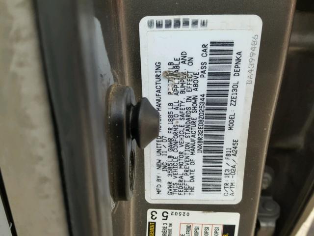 1NXBR32E08Z025344 - 2008 TOYOTA COROLLA CE GRAY photo 10