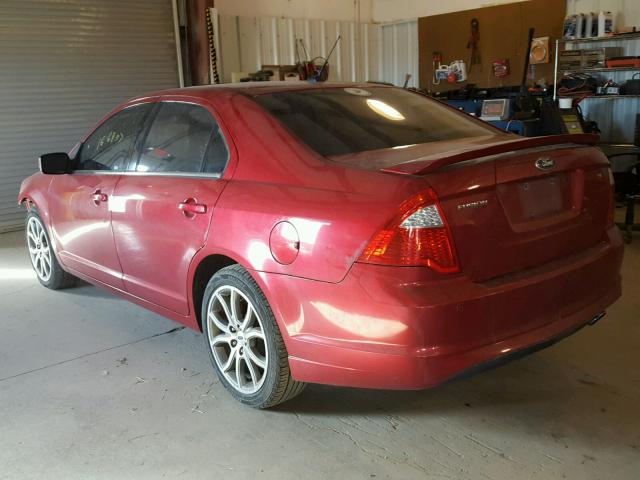 3FAHP0HA4AR428642 - 2010 FORD FUSION SE RED photo 3