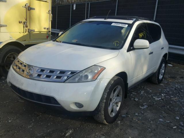 JN8AZ08T85W317168 - 2005 NISSAN MURANO SL WHITE photo 2