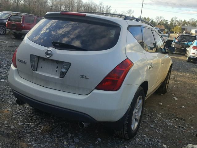 JN8AZ08T85W317168 - 2005 NISSAN MURANO SL WHITE photo 4