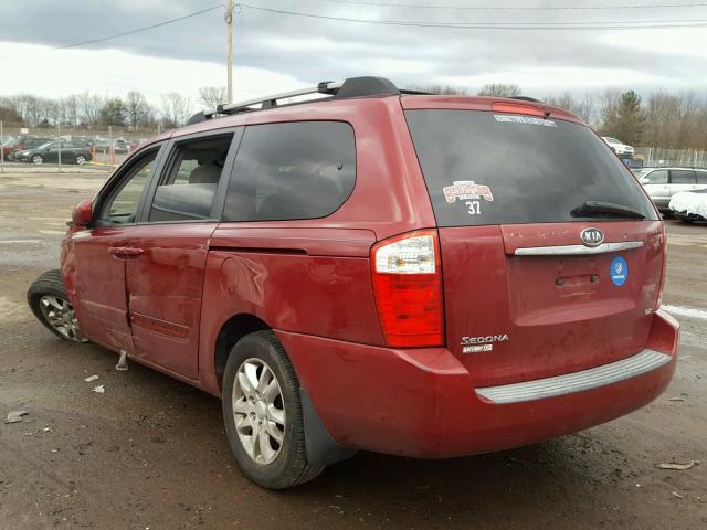 KNDMB233676180296 - 2007 KIA SEDONA EX RED photo 3