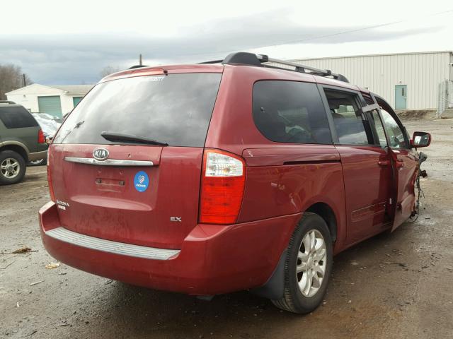 KNDMB233676180296 - 2007 KIA SEDONA EX RED photo 4