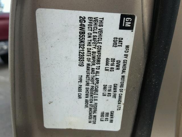 2G4WB55K021239319 - 2002 BUICK REGAL LS TAN photo 10