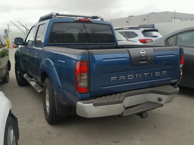 1N6ED27T02C355450 - 2002 NISSAN FRONTIER C BLUE photo 3