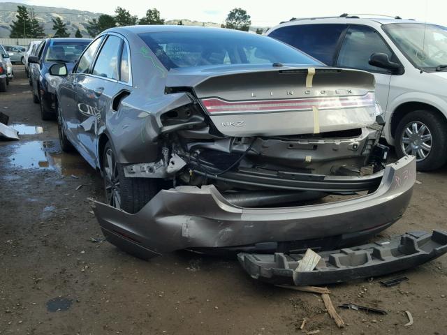 3LN6L2GKXGR612796 - 2016 LINCOLN MKZ GRAY photo 3