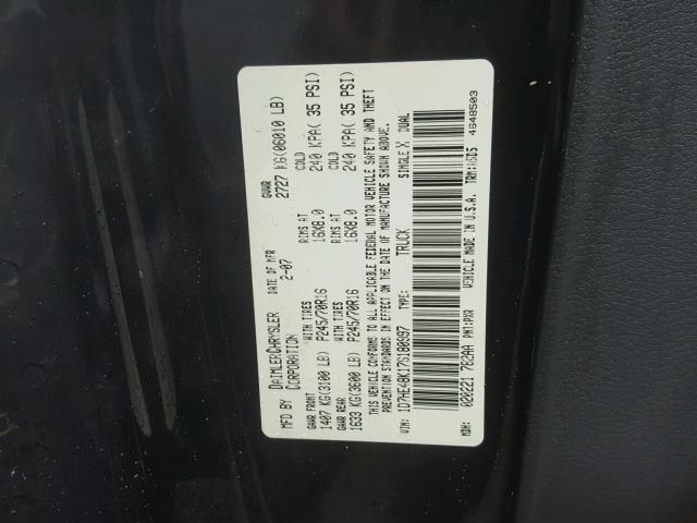 1D7HE48K17S180997 - 2007 DODGE DAKOTA QUA BLACK photo 10