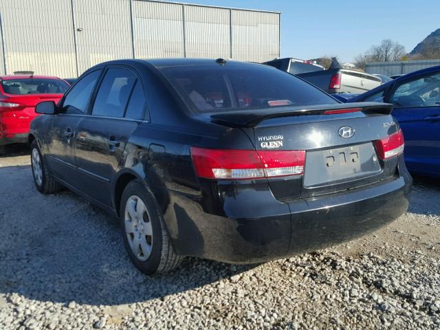 5NPET46C57H246190 - 2007 HYUNDAI SONATA GLS BLACK photo 3