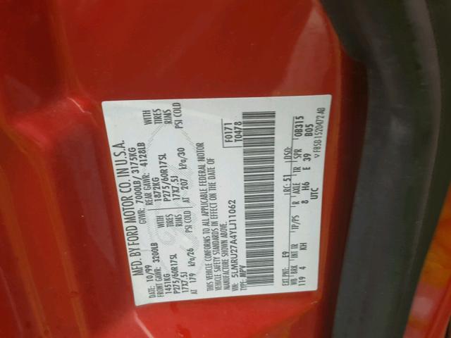 5LMRU27A4YLJ11062 - 2000 LINCOLN NAVIGATOR წითელი ფოტო 10