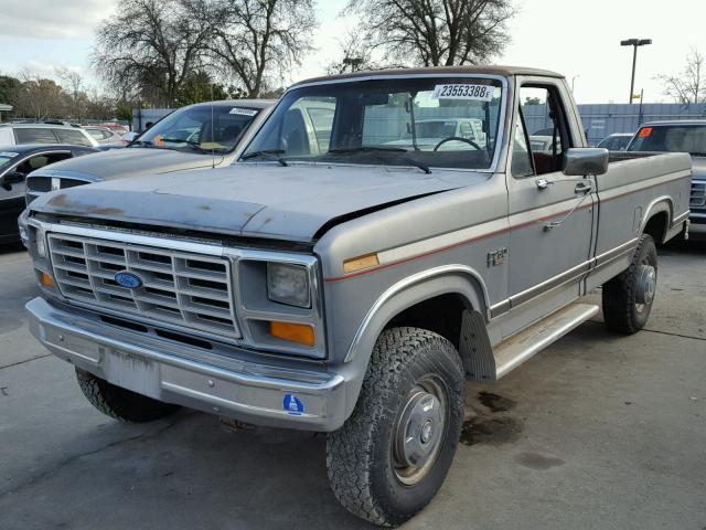 1FTHF26L0GPB29534 - 1986 FORD F250 GRAY photo 2