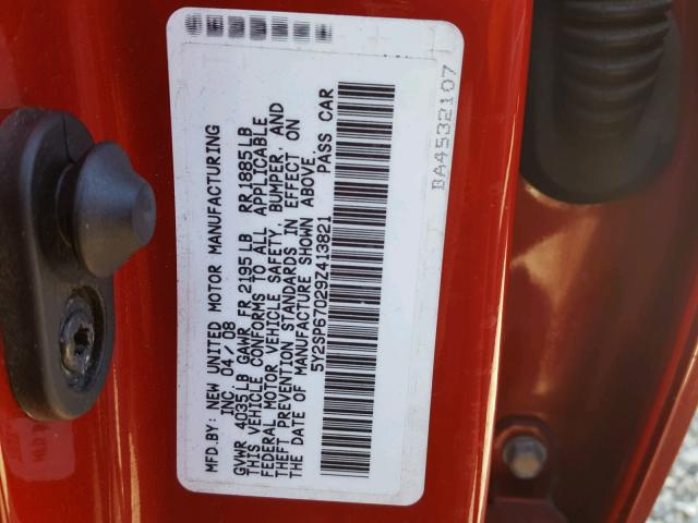 5Y2SP67029Z413821 - 2009 PONTIAC VIBE RED photo 10