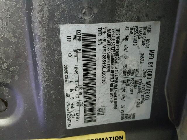 5LMFU28516LJ20738 - 2006 LINCOLN NAVIGATOR SILVER photo 10