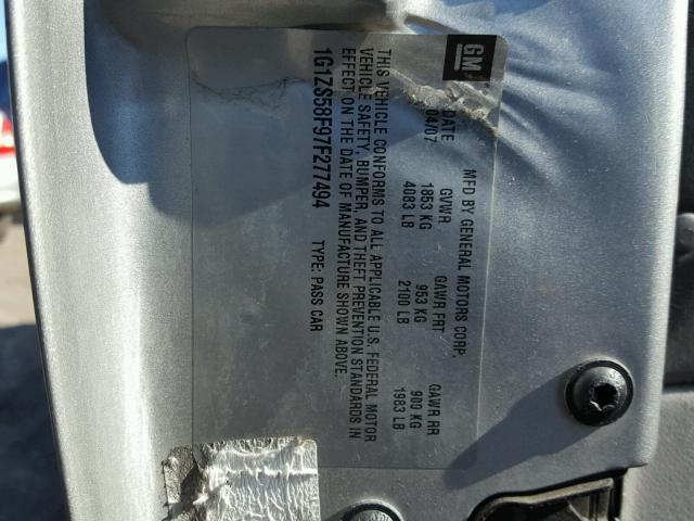1G1ZS58F97F277494 - 2007 CHEVROLET MALIBU LS SILVER photo 10