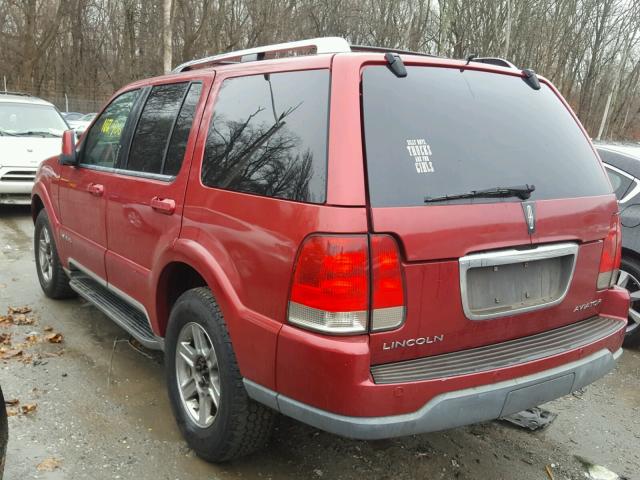 5LMEU88H74ZJ19130 - 2004 LINCOLN AVIATOR MAROON photo 3