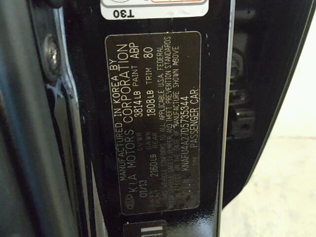 KNAFU4A27D5735344 - 2013 KIA FORTE EX BLACK photo 10