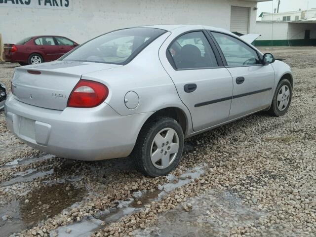 1B3ES26CX4D570830 - 2004 DODGE NEON BASE SILVER photo 4