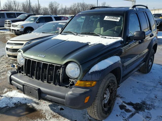 1J8GL48K97W550798 - 2007 JEEP LIBERTY SP GREEN photo 2