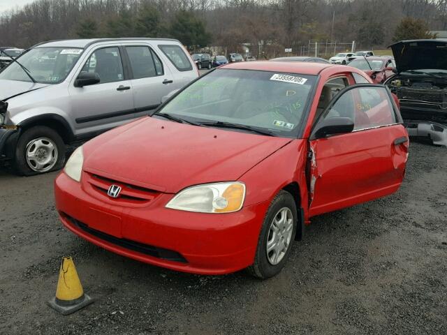 1HGEM21561L034915 - 2001 HONDA CIVIC LX RED photo 2