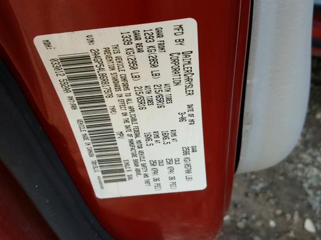 2A4GP54L86R817978 - 2006 CHRYSLER TOWN & COU RED photo 10