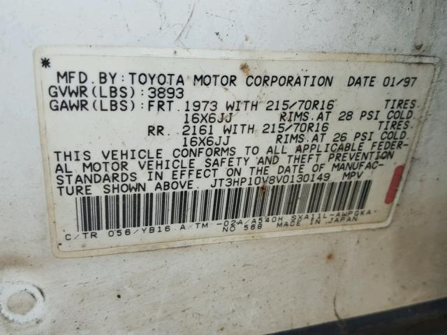 JT3HP10V8V0130149 - 1997 TOYOTA RAV4 WHITE photo 10