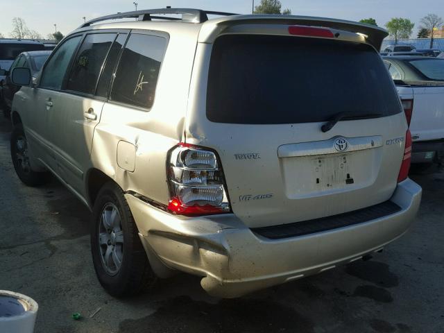 JTEHF21A920087061 - 2002 TOYOTA HIGHLANDER BEIGE photo 3