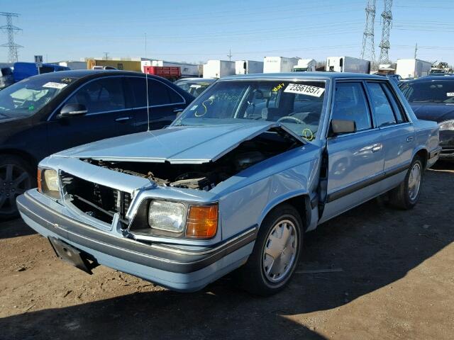 1B3BD46D4JF250145 - 1988 DODGE ARIES LE BLUE photo 2