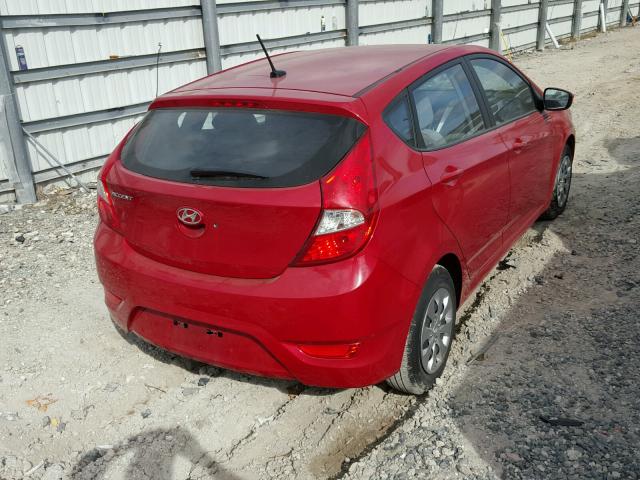 KMHCT5AE7GU279926 - 2016 HYUNDAI ACCENT SE RED photo 4