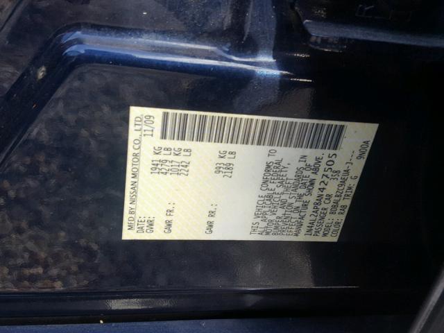 1N4AL2AP8AN427505 - 2010 NISSAN ALTIMA BAS BLUE photo 10