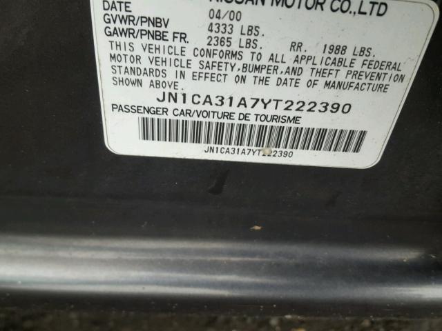 JN1CA31A7YT222390 - 2000 NISSAN MAXIMA GLE GRAY photo 10