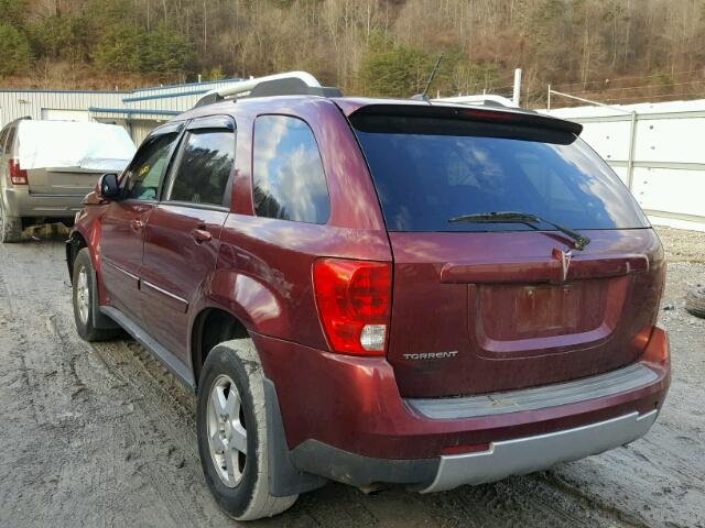 2CKDL63F076087047 - 2007 PONTIAC TORRENT MAROON photo 3