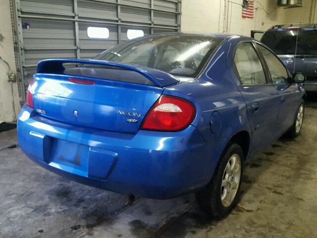 1B3ES56C64D503076 - 2004 DODGE NEON SXT BLUE photo 4