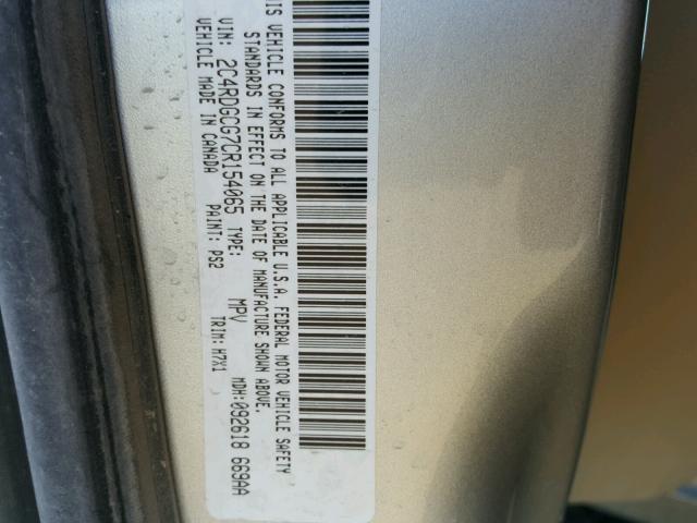 2C4RDGCG7CR154065 - 2012 DODGE GRAND CARA SILVER photo 10