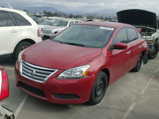 3N1AB7APXEL644136 - 2014 NISSAN SENTRA S RED photo 2