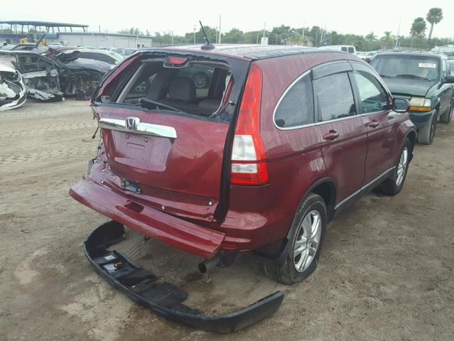 5J6RE3H76AL042811 - 2010 HONDA CR-V EXL RED photo 4