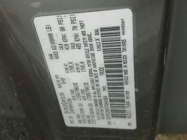3D7KS28A77G844964 - 2007 DODGE RAM 2500 S GRAY photo 10
