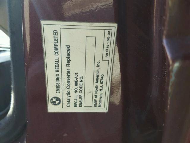 WBAAC7405F0677422 - 1985 BMW 318 I BURGUNDY photo 10