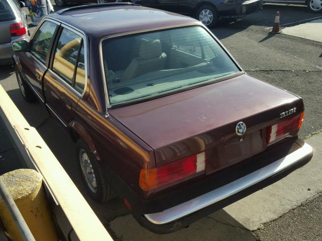 WBAAC7405F0677422 - 1985 BMW 318 I BURGUNDY photo 3