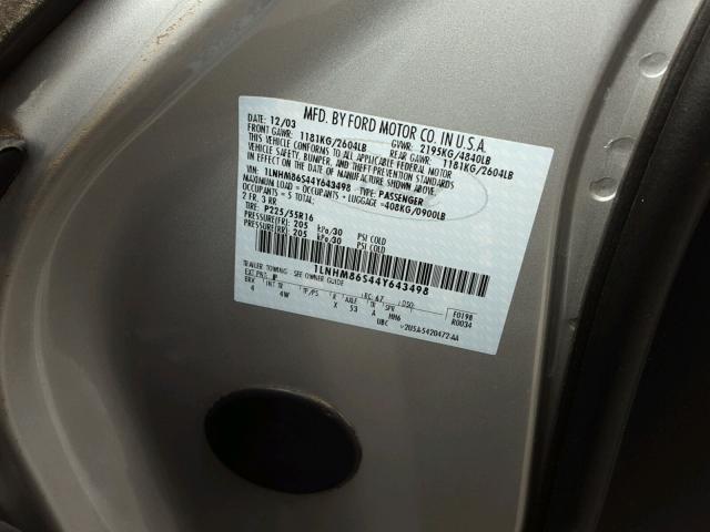 1LNHM86S44Y643498 - 2004 LINCOLN LS 银色 照片 10