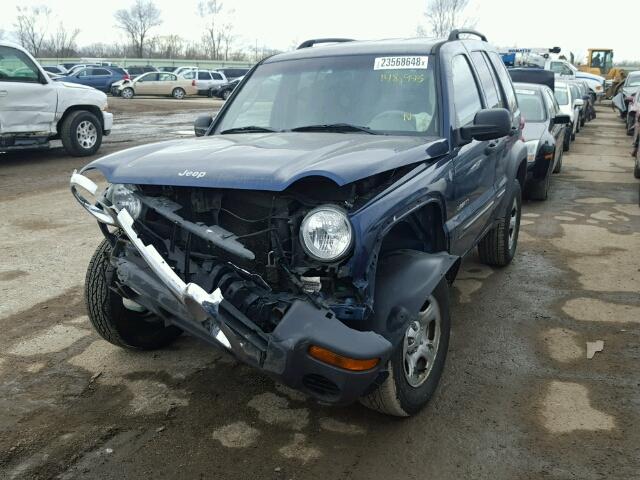 1J4GL48K54W281860 - 2004 JEEP LIBERTY SP BLUE photo 2