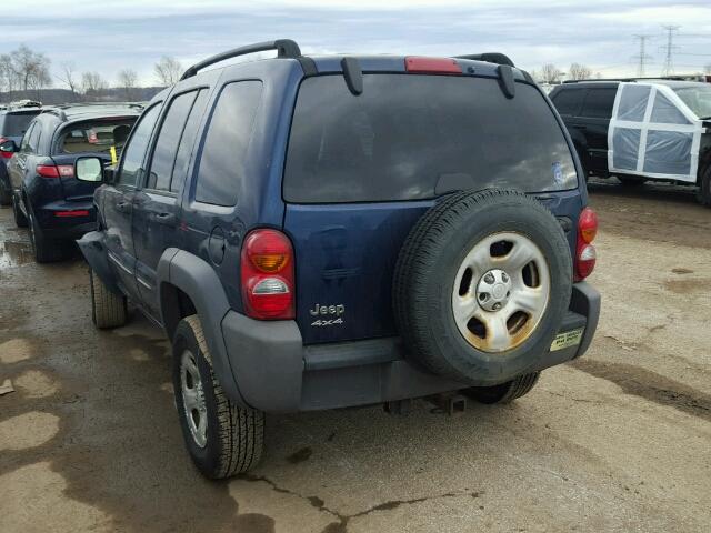 1J4GL48K54W281860 - 2004 JEEP LIBERTY SP BLUE photo 3