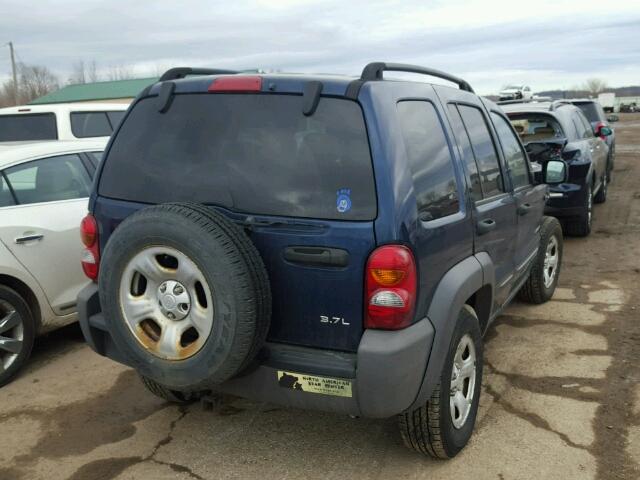 1J4GL48K54W281860 - 2004 JEEP LIBERTY SP BLUE photo 4