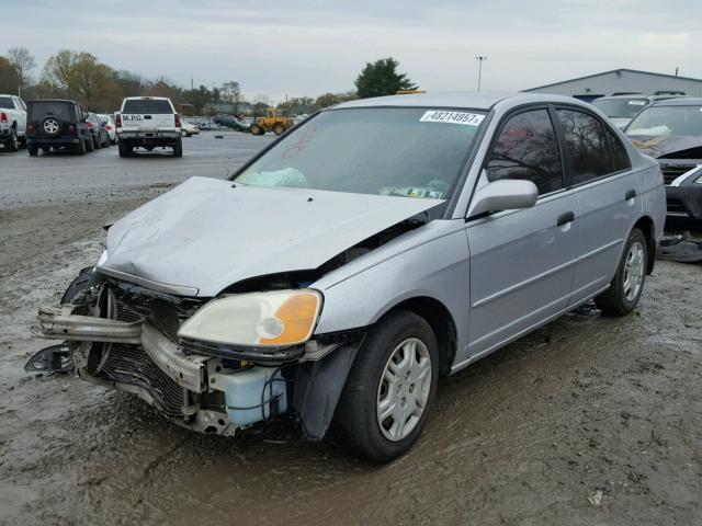 1HGES16571L015444 - 2001 HONDA CIVIC LX SILVER photo 2