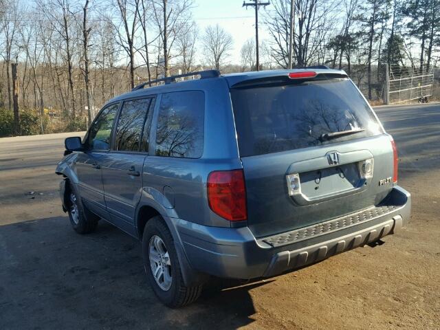 2HKYF18655H531432 - 2005 HONDA PILOT EXL BLUE photo 3