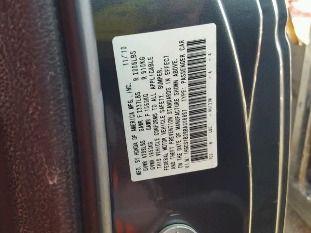 1HGCS1B39BA006897 - 2011 HONDA ACCORD LX- GRAY photo 10