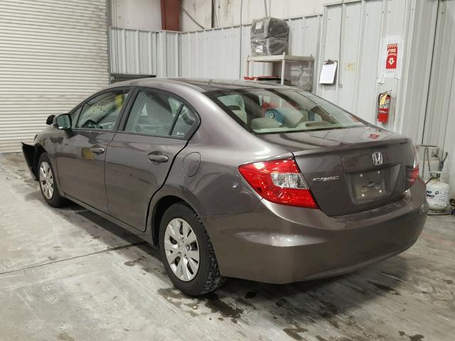 19XFB2F58CE056640 - 2012 HONDA CIVIC LX GRAY photo 3