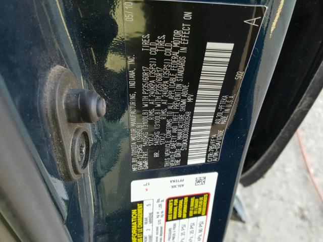 5TDKA3DC0BS002648 - 2011 TOYOTA SIENNA BAS BLUE photo 10