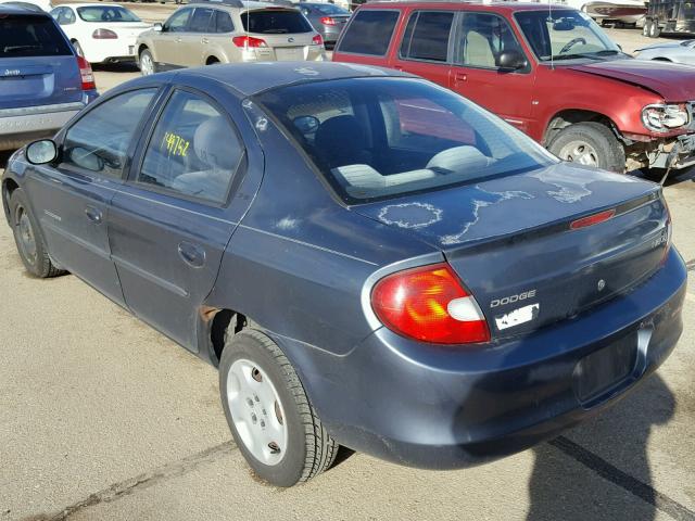 1B3ES46C91D271126 - 2001 DODGE NEON SE BLUE photo 3