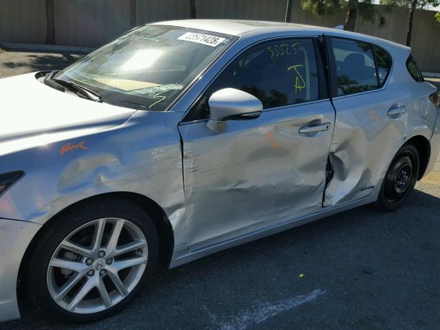 JTHKD5BHXF2246532 - 2015 LEXUS CT 200 SILVER photo 9