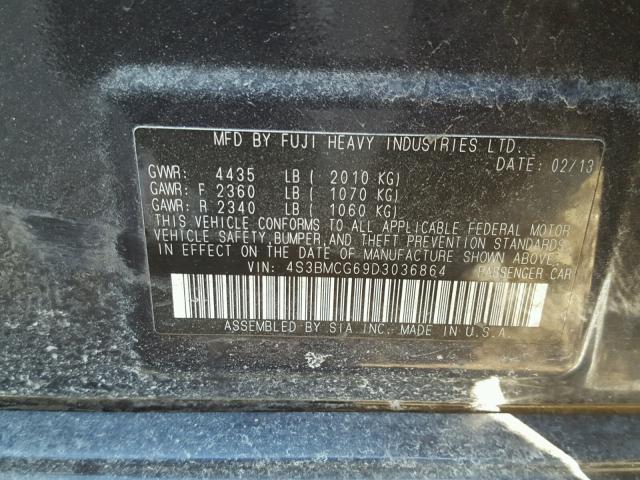 4S3BMCG69D3036864 - 2013 SUBARU LEGACY 2.5 BLUE photo 10