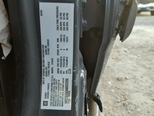 1GCCS33E688222250 - 2008 CHEVROLET COLORADO L GRAY photo 10