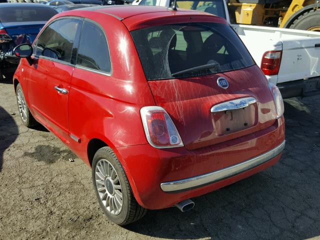 3C3CFFCRXCT106511 - 2012 FIAT 500 LOUNGE RED photo 3